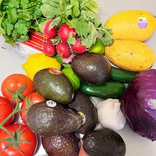 a variety of fruits and vegetables