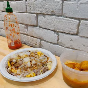 Curry dish ball, Yuan Yang rice roll (pork &amp; beef) plus egg