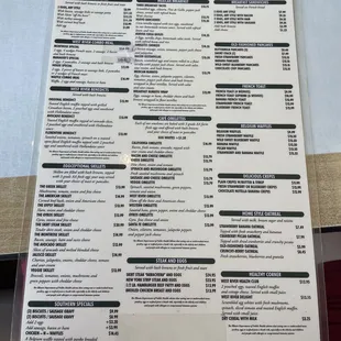 the breakfast menu