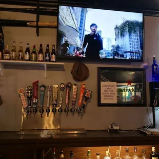 a bar with a television