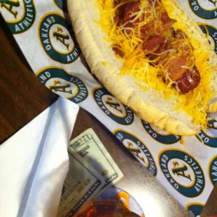 Bacon wrapped polish dog