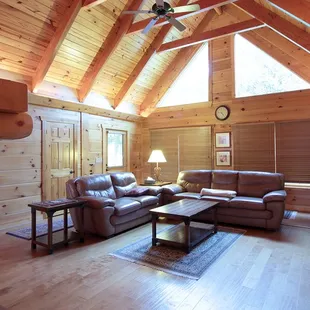 The Forest View cabin has spacious living areas and sleeps 6.