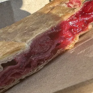 Inside a cherry pastry