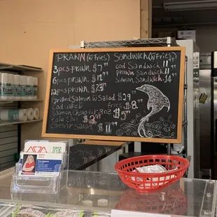 a chalkboard with a menu