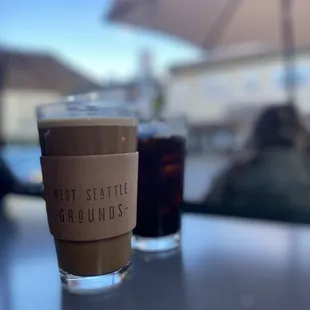 two cups of coffee on a table