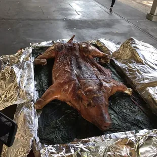 Amazing whole pig roast.  So moist and succulent.