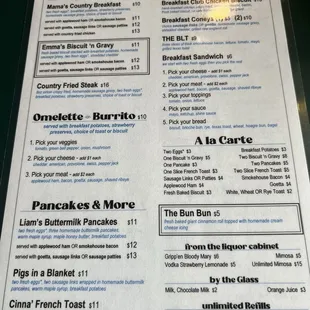 sushi and sashimi, menu