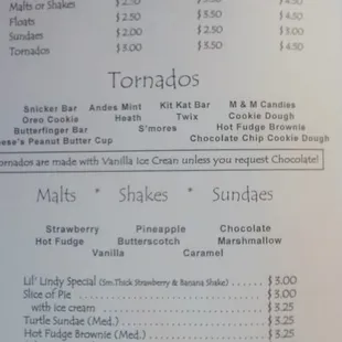One of the pages from their menu.