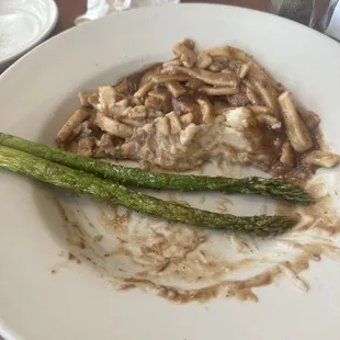 Beef and noodles and asparagus special!
