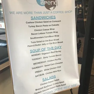 West Side Perk Menu
