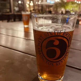 Amber ale on the patio of Nulu Marketplace