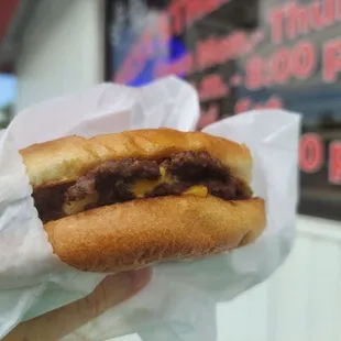 a hand holding a sandwich