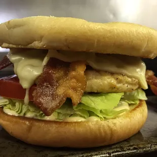 Grilled Chicken sandwich with Bacon n Swiss cheese!