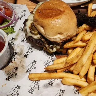 a burger and french fries