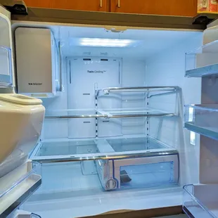 an empty refrigerator