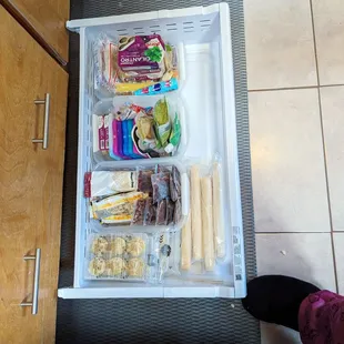 a drawer full of food