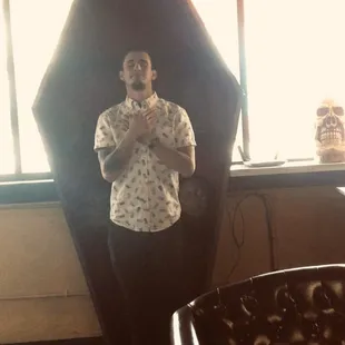 Coffin prop in the shop