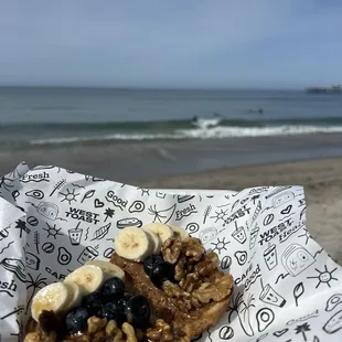 Almond butter, banana, honey drizzle