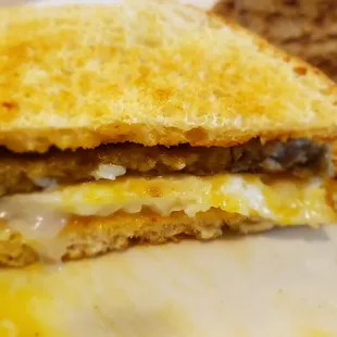 a grilled cheese and egg sandwich
