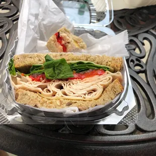 1/2 smoked turkey and smoked Gouda sandwich