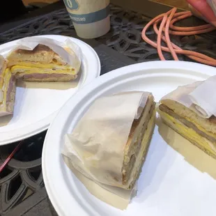 My sandwich and hubs in the background (with ham)