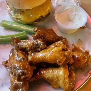 Great buffalo sauce and fun burger snack for happy hour. Wings were TINY but the chef apologized and gave us extras