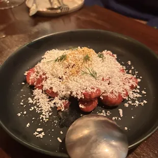 Beet gnocchi