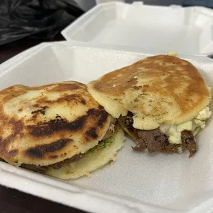 Carne asada arepas