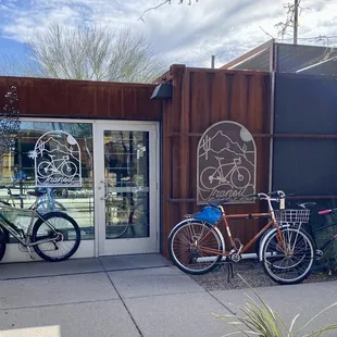 Opposite very cool bicycle store.