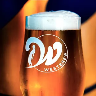 A crisp WestBrew craft beer. Celebrating the best of the west coast in cold pint glass.