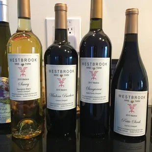 Back at home: The 4 wines we bought chilling on our wine bar making themselves at home back in LA!