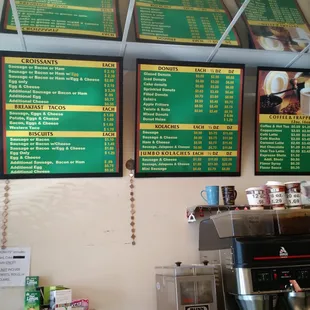 menus on the wall