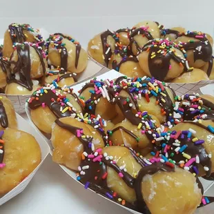 Chocolate drizzle sprinkle donuts holes