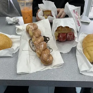 a variety of pastries on a table