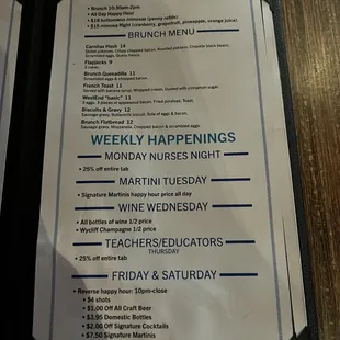 Current menu