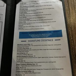 Current menu