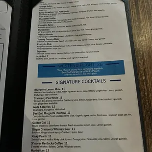 Current menu