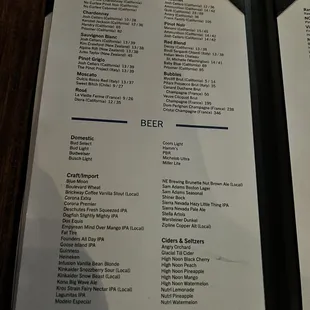 Current menu