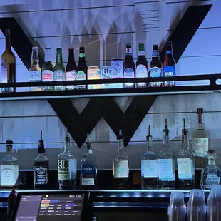 bottles of alcohol on shelves