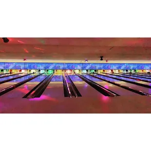 bowling lanes in a bowling alley