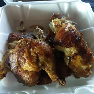 Got just a whole chicken, good seasoning, but it was dry.