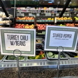 turkey chili and beans on display