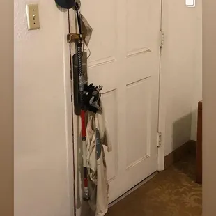 Interior: door handle provides hanger space for my day kit