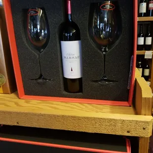 two wine glasses and a wine bottle