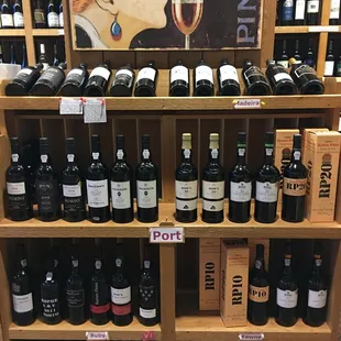 a display of wine bottles