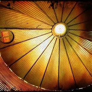 The ceiling of the silo entrance to the restaurant.