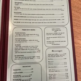 More of the breakfast menu