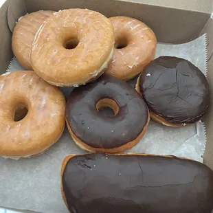 original glazed, chocolate glazed, chocolate bar, chocolate custard-filled