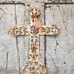 Rustic cross on door
