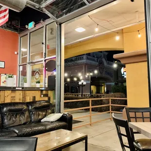 a view of the outside seating area